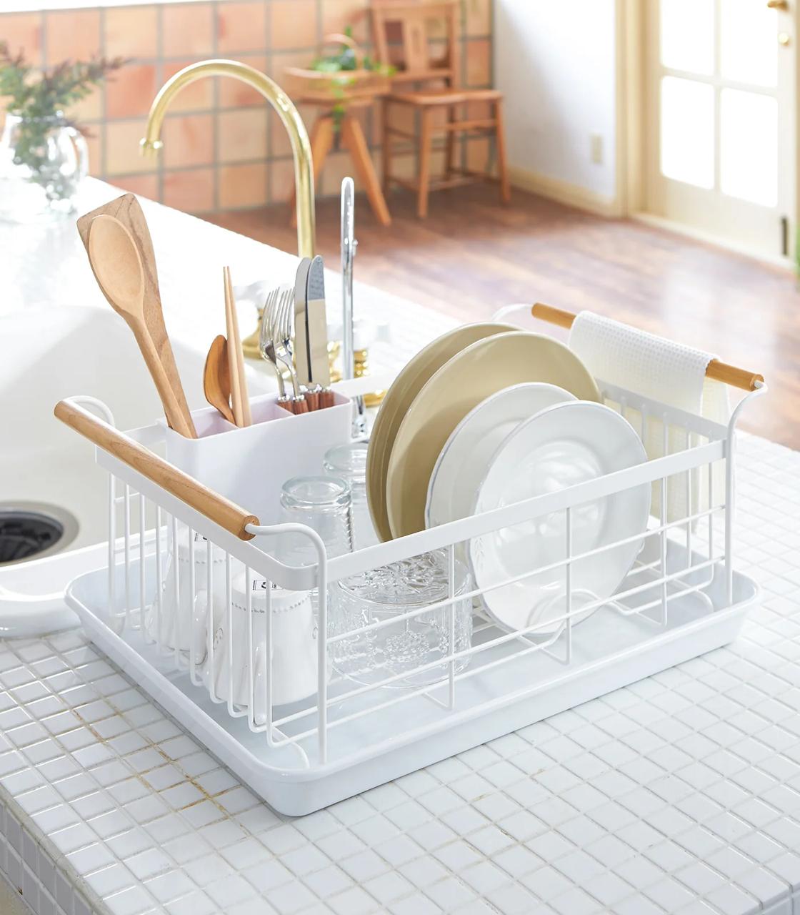 Tosca Wire Dish Rack with Wooden Handles