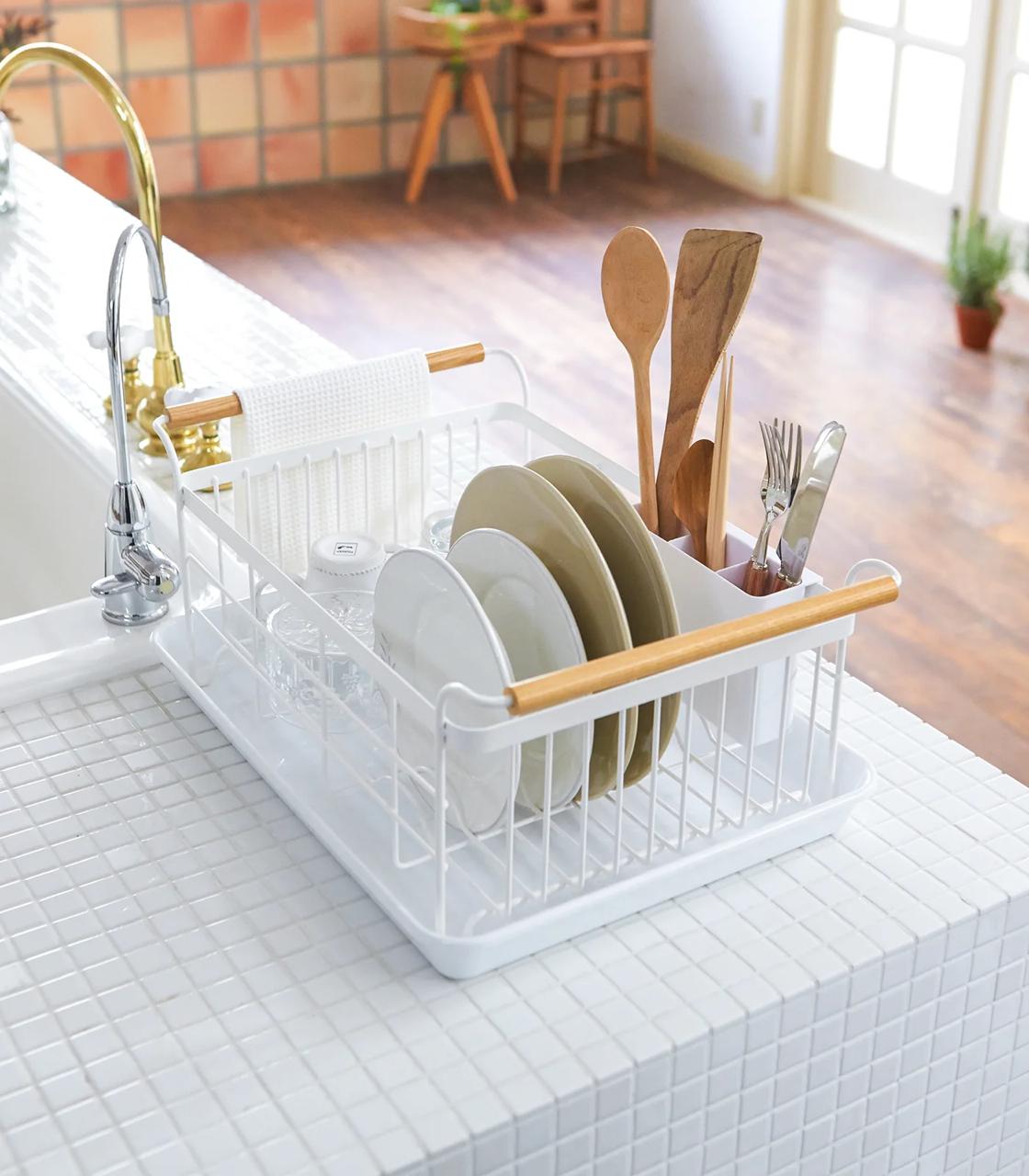 Tosca Wire Dish Rack with Wooden Handles
