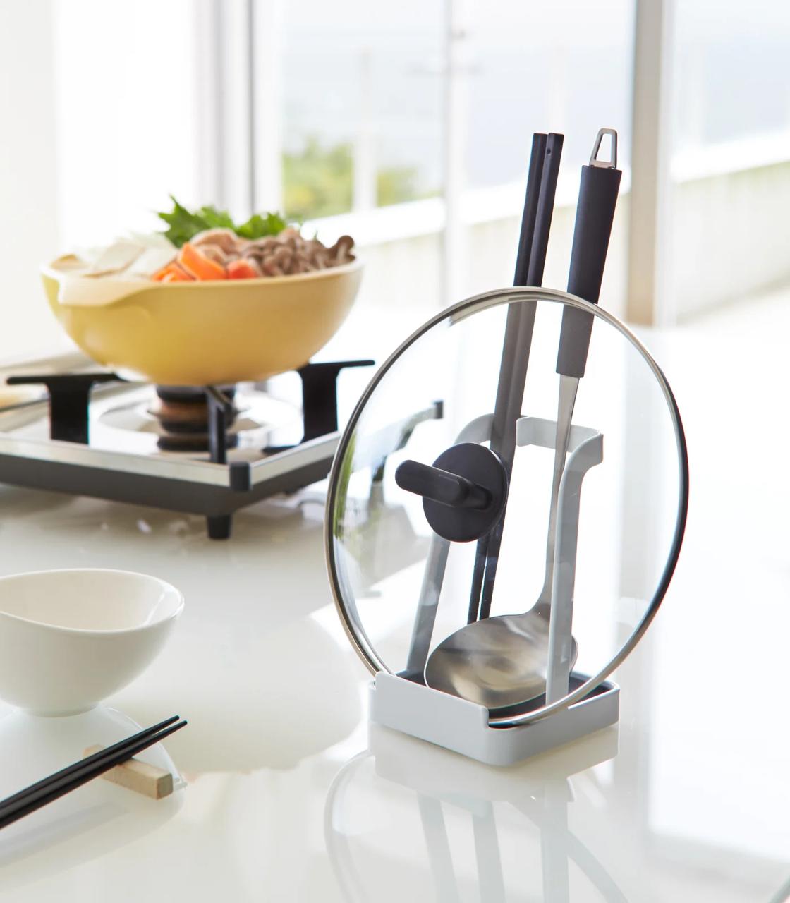 Spoon Rest & Lid Holder — Steel Kitchen Organiser