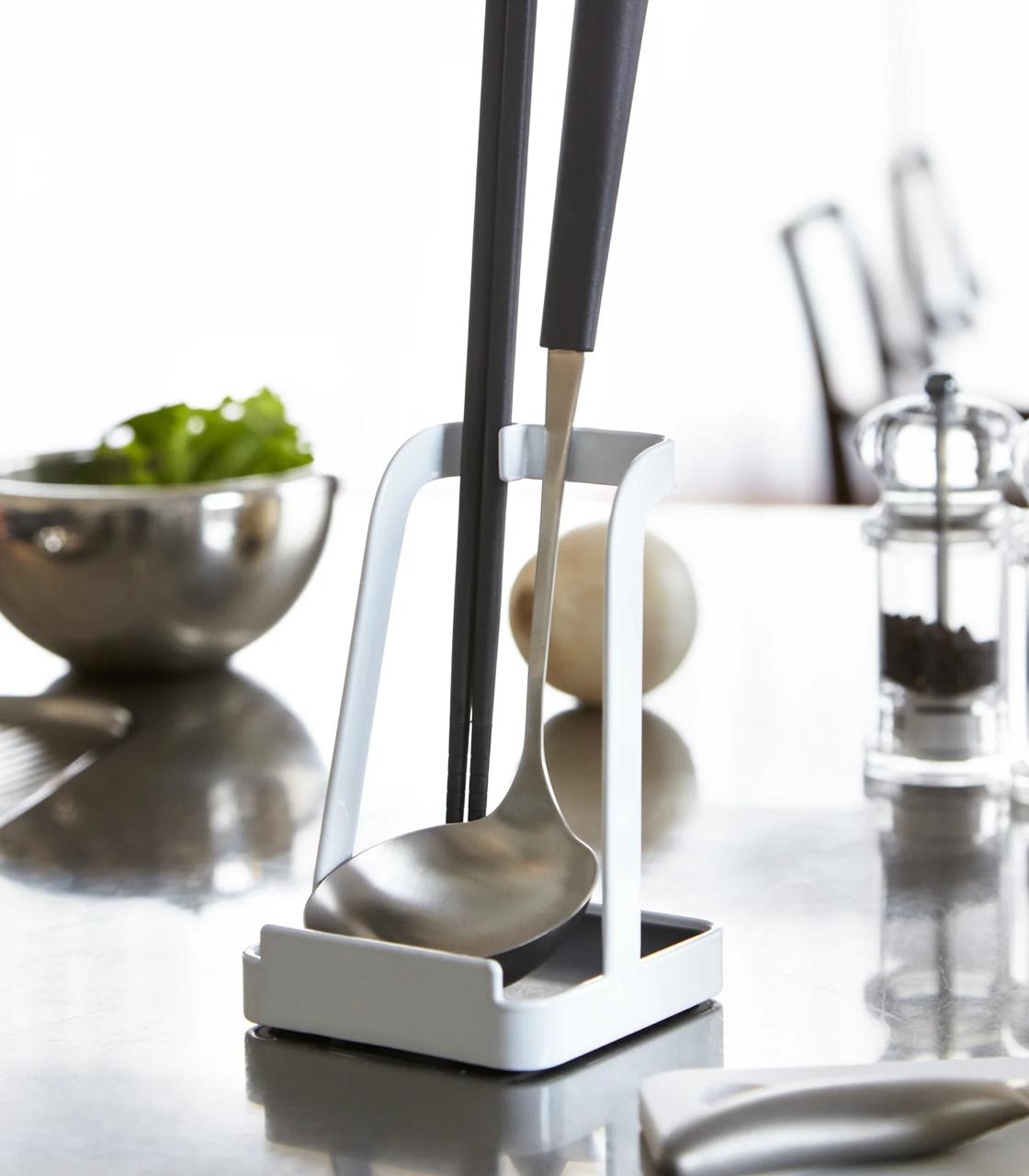 Spoon Rest & Lid Holder — Steel Kitchen Organiser