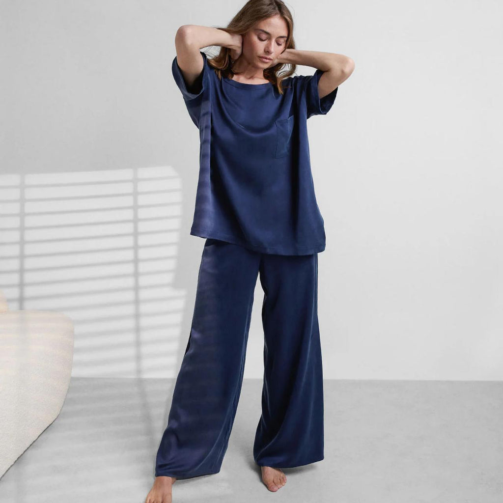 Washable Silk Tee & Pant Set – Blush Pink
