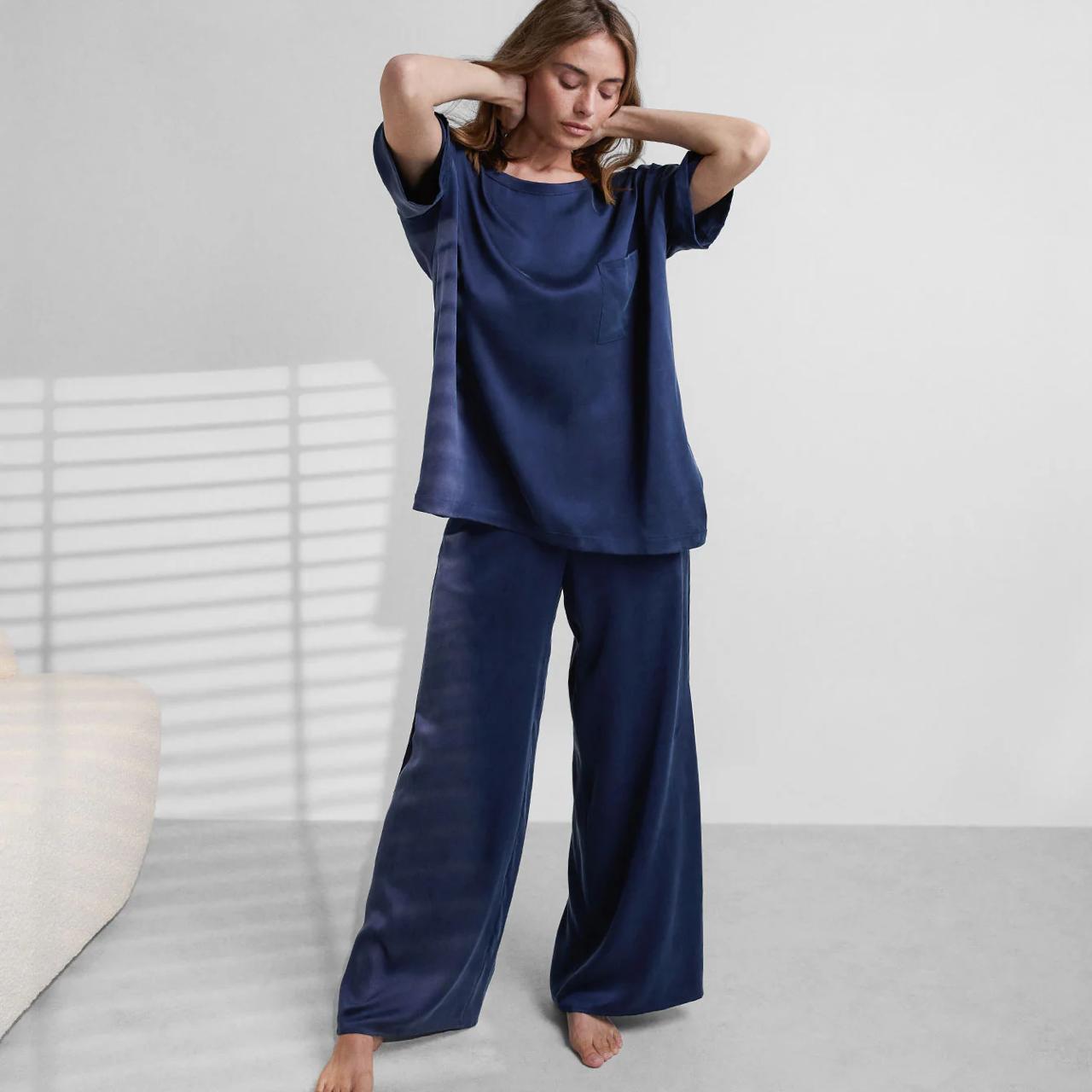Washable Silk Tee & Pant Set – Blush Pink