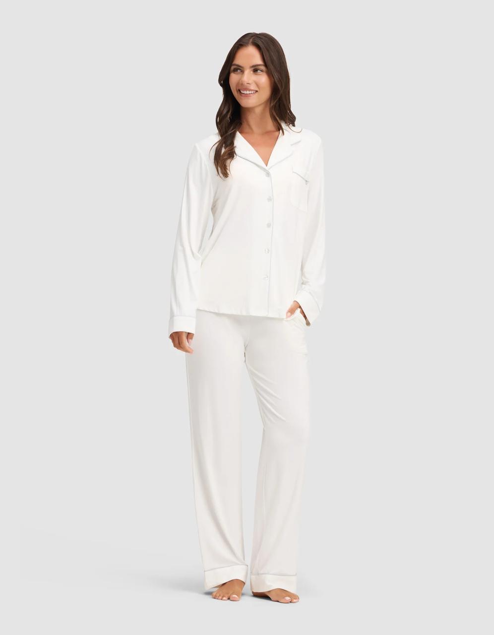 Women's Bamboo Stretch-Knit Long Sleeve Pajama Set – Blush Pink