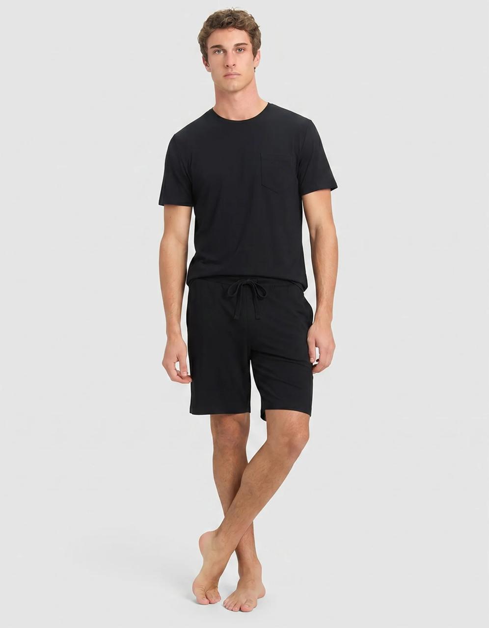 Men's Bamboo Stretch-Knit Short Sleeve Pajama Set – Heather Grey
