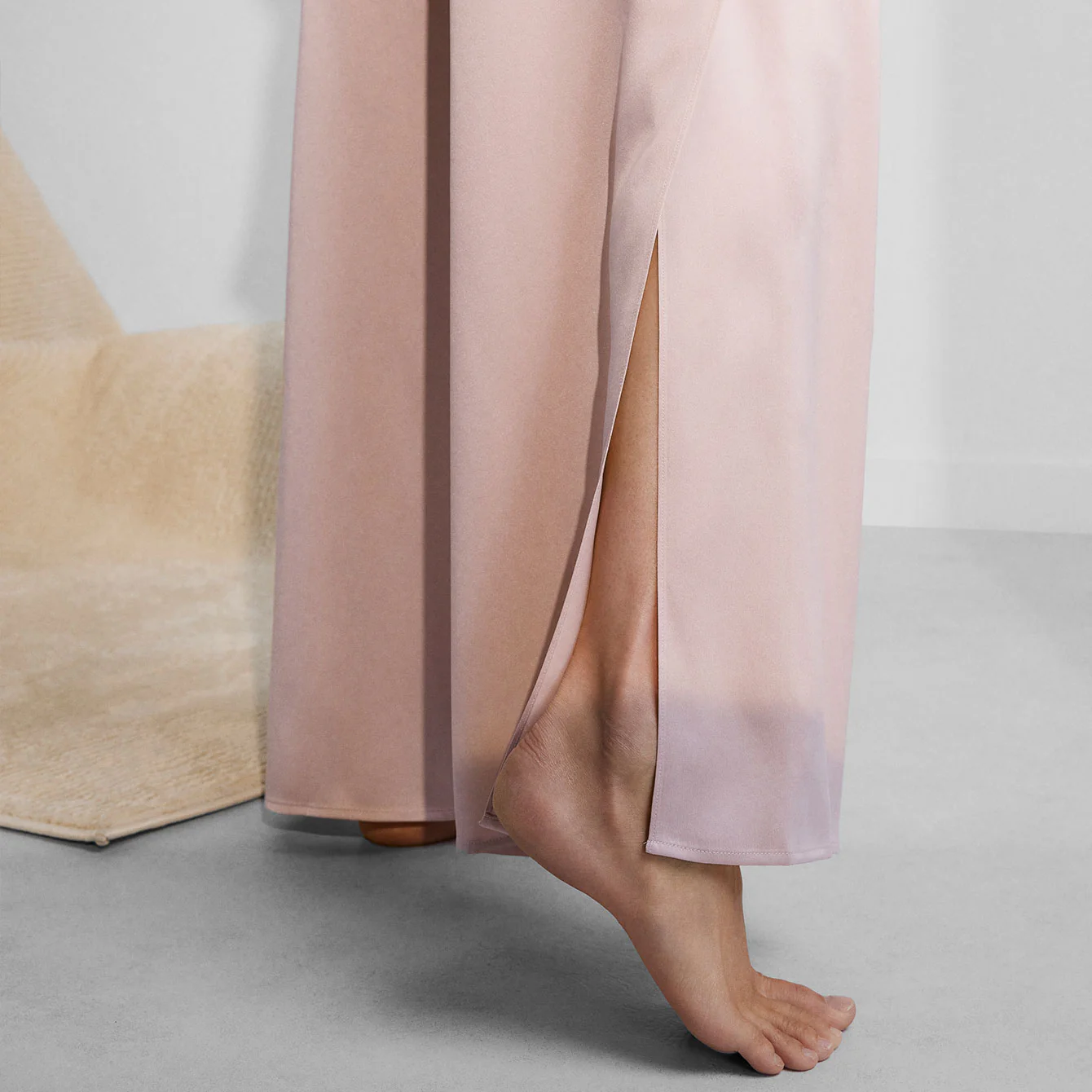Washable Silk Tee & Pant Set – Blush Pink