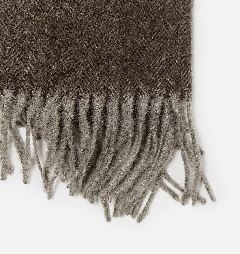 Acadia Yak Down Throw Blanket – Chocolate Herringbone