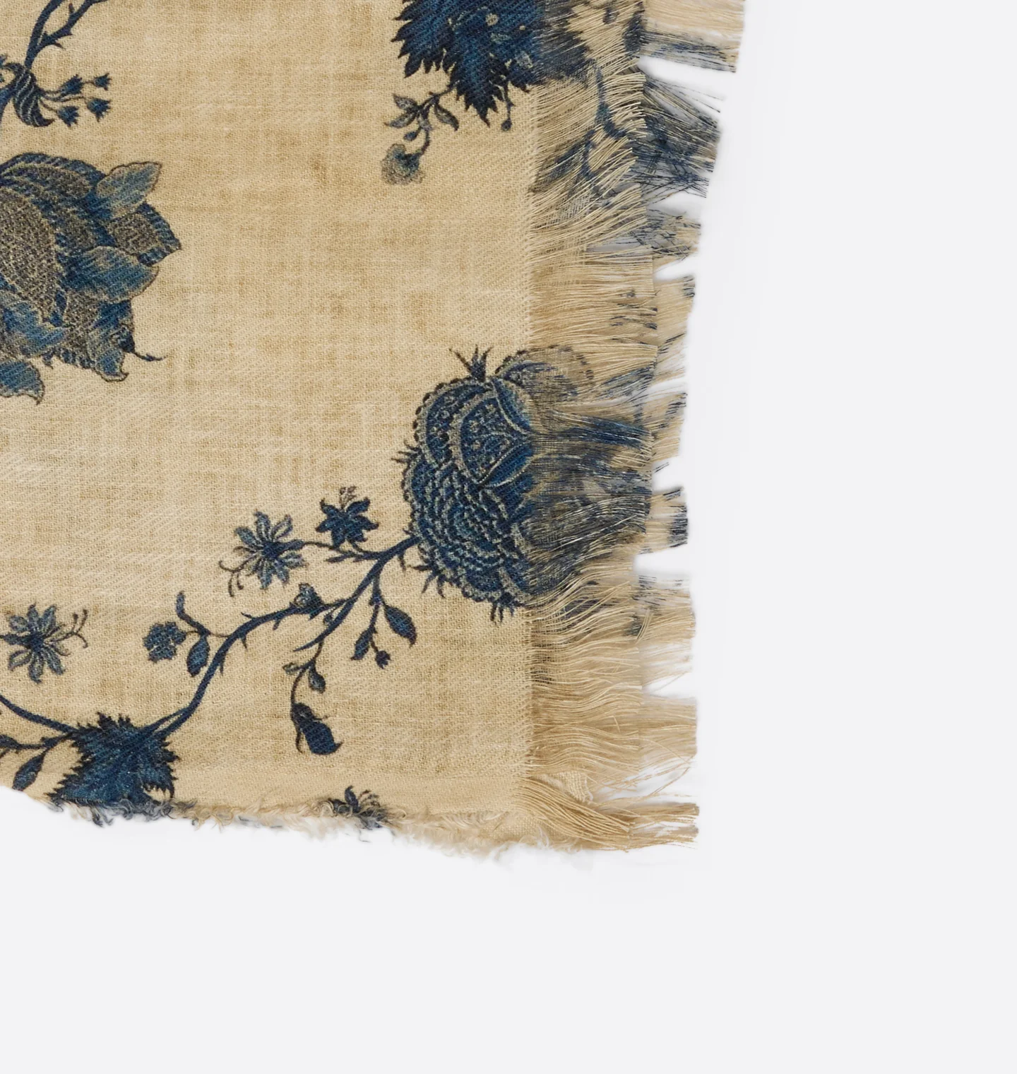 Bristol Linen Throw Blanket – Natural / Blue Floral