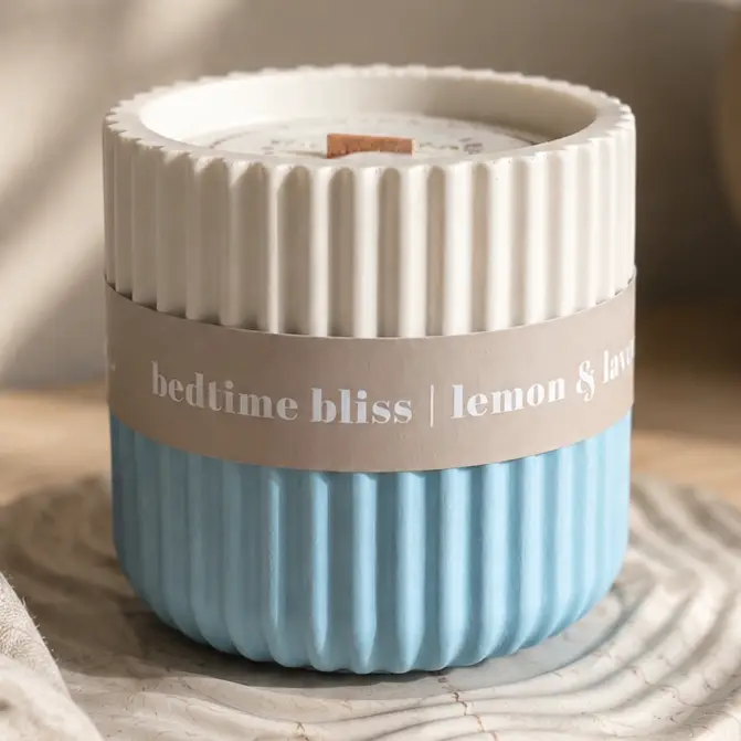 Bedtime Bliss — Lemon & Lavender Soy Candle in Handmade Ceramic Vessel