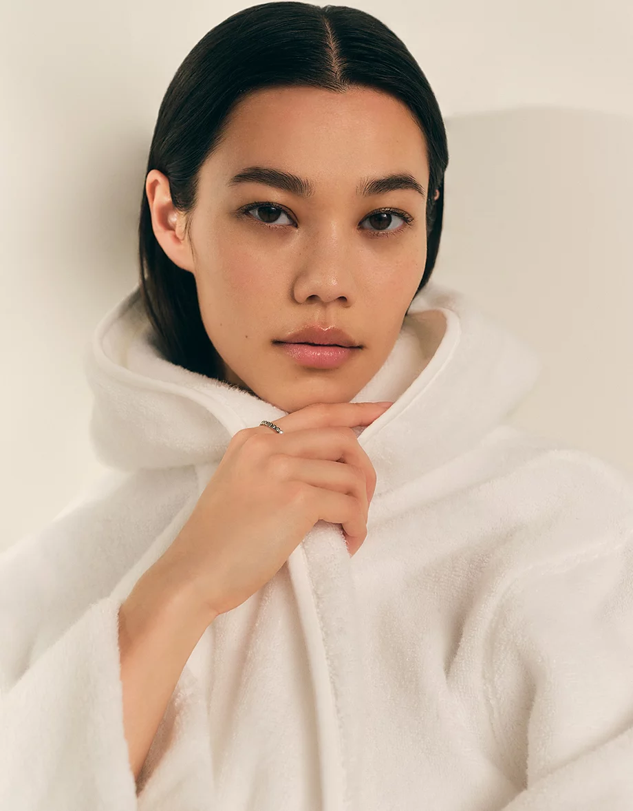 Unisex Organic Cotton Hooded Robe – White