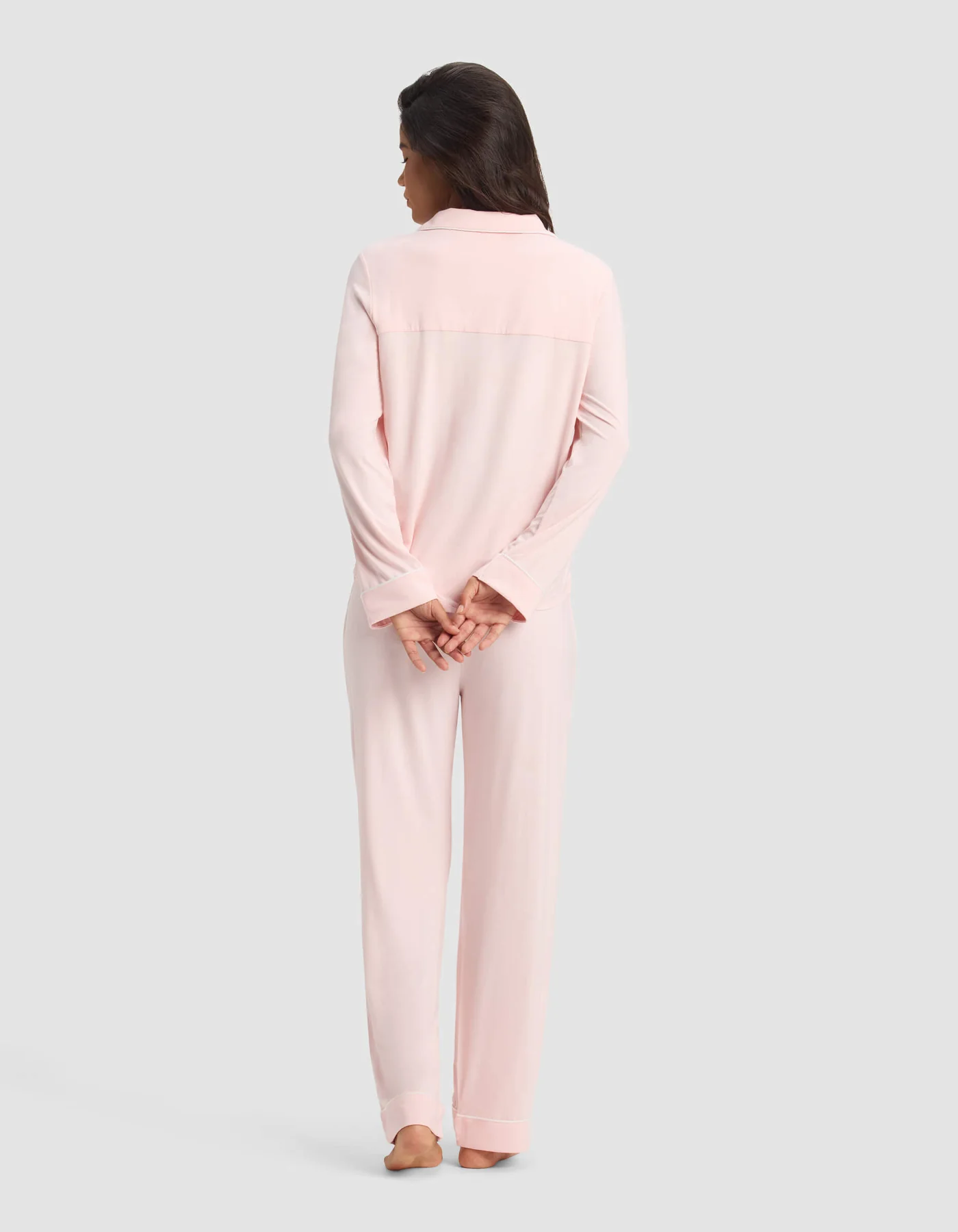 Women's Bamboo Stretch-Knit Long Sleeve Pajama Set – Blush Pink