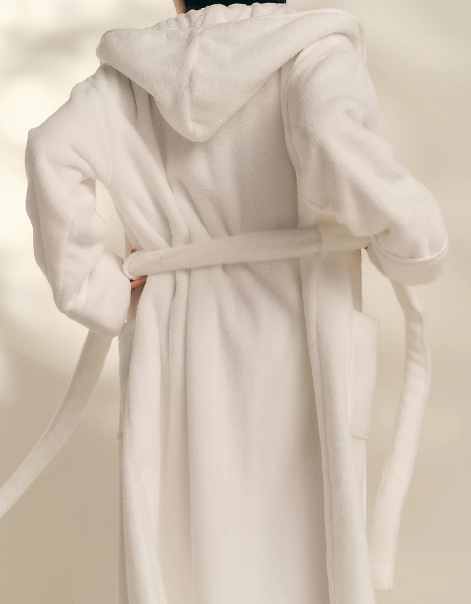 Unisex Organic Cotton Hooded Robe – White