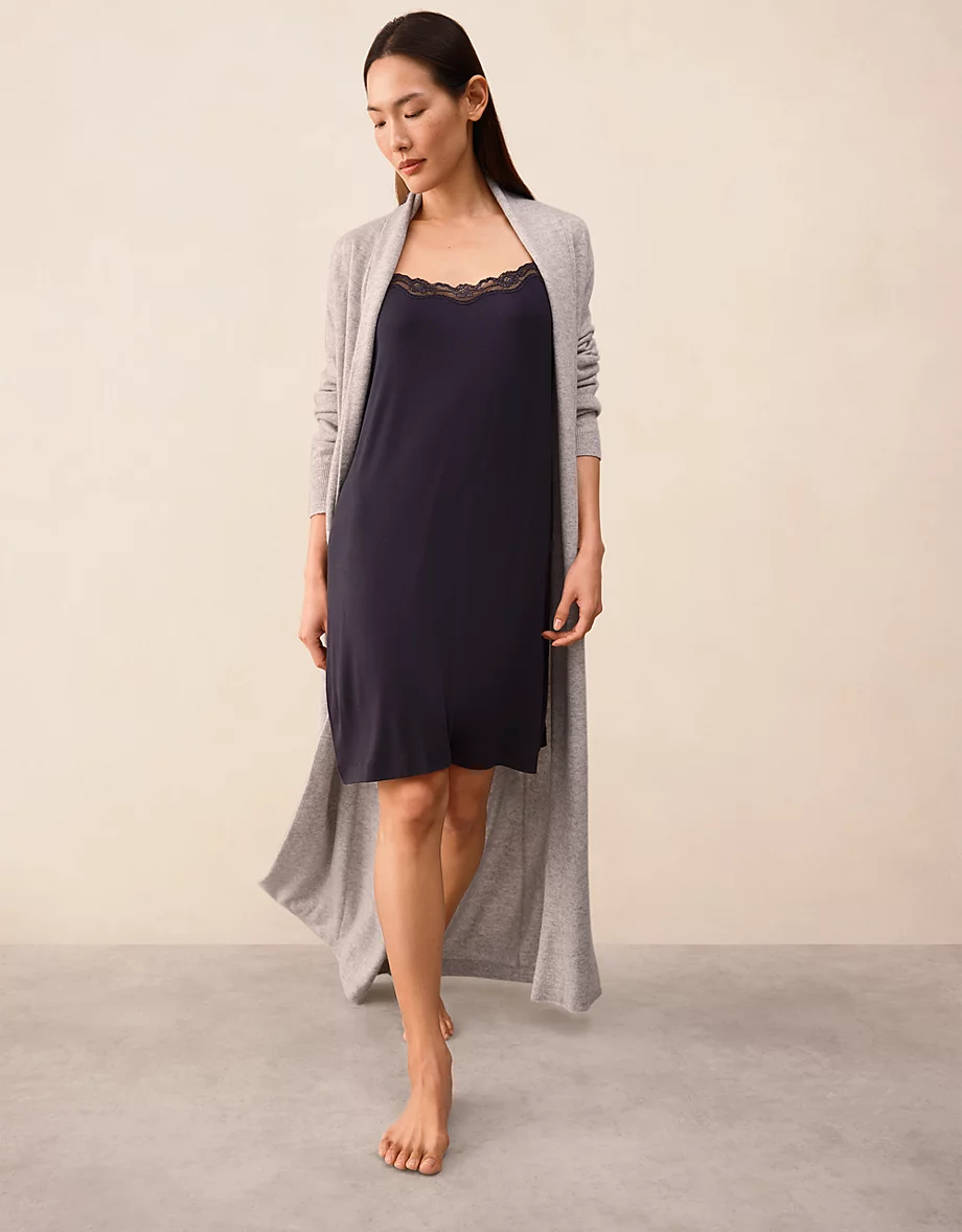 Jersey Lace Trim Nightie – Navy