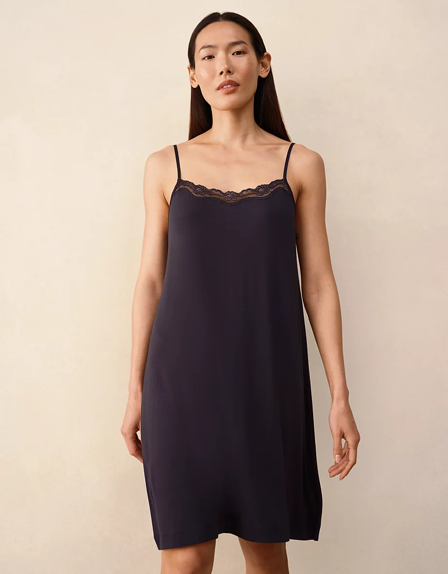 Jersey Lace Trim Nightie – Navy