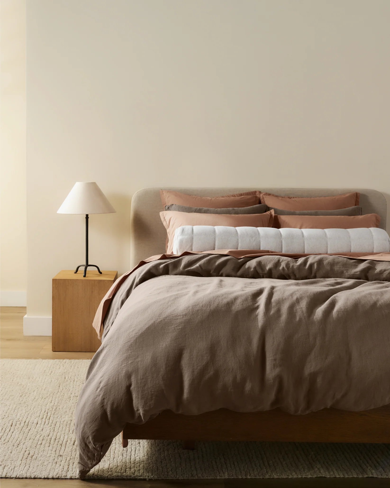 Linen TENCEL Jersey Bolster Pillow Cover – Heathered Oatmeal