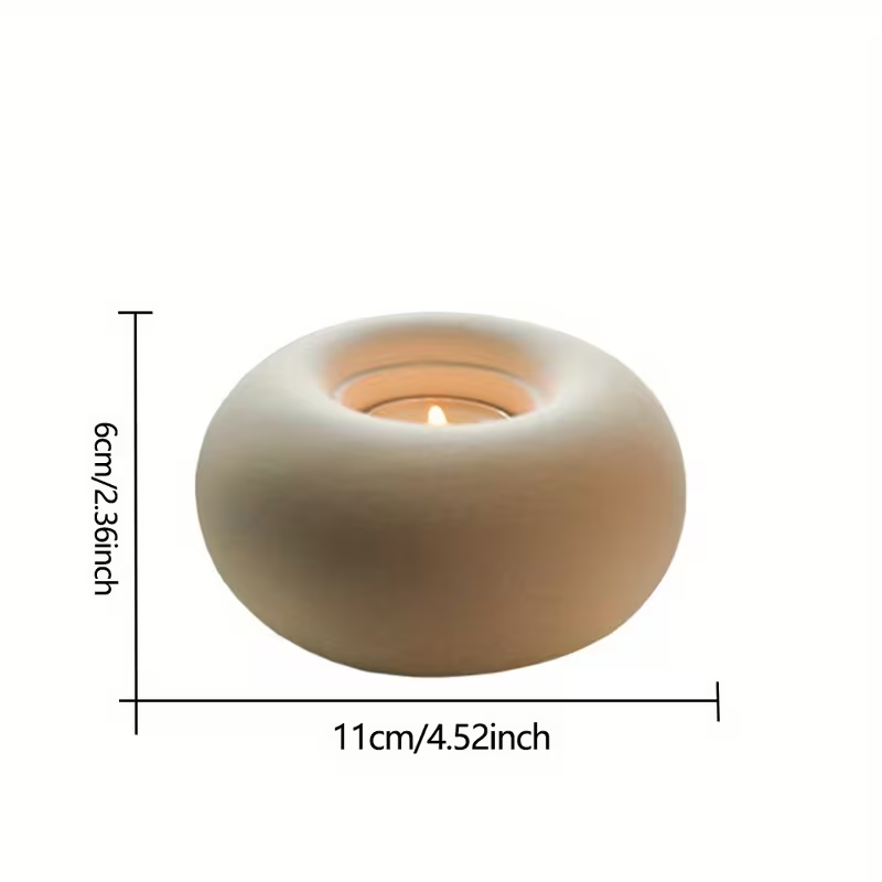 Donut Ceramic Tealight Holder – Matte Speckled White