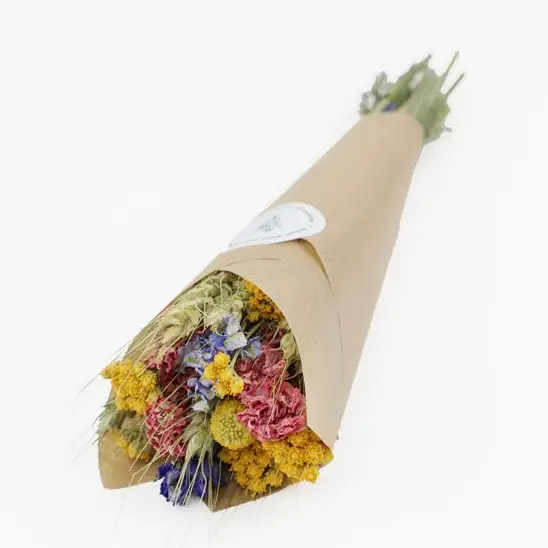 Mini Dried Flower Bouquets — Pack of 10 | Larkspur, Craspedia & Wheat