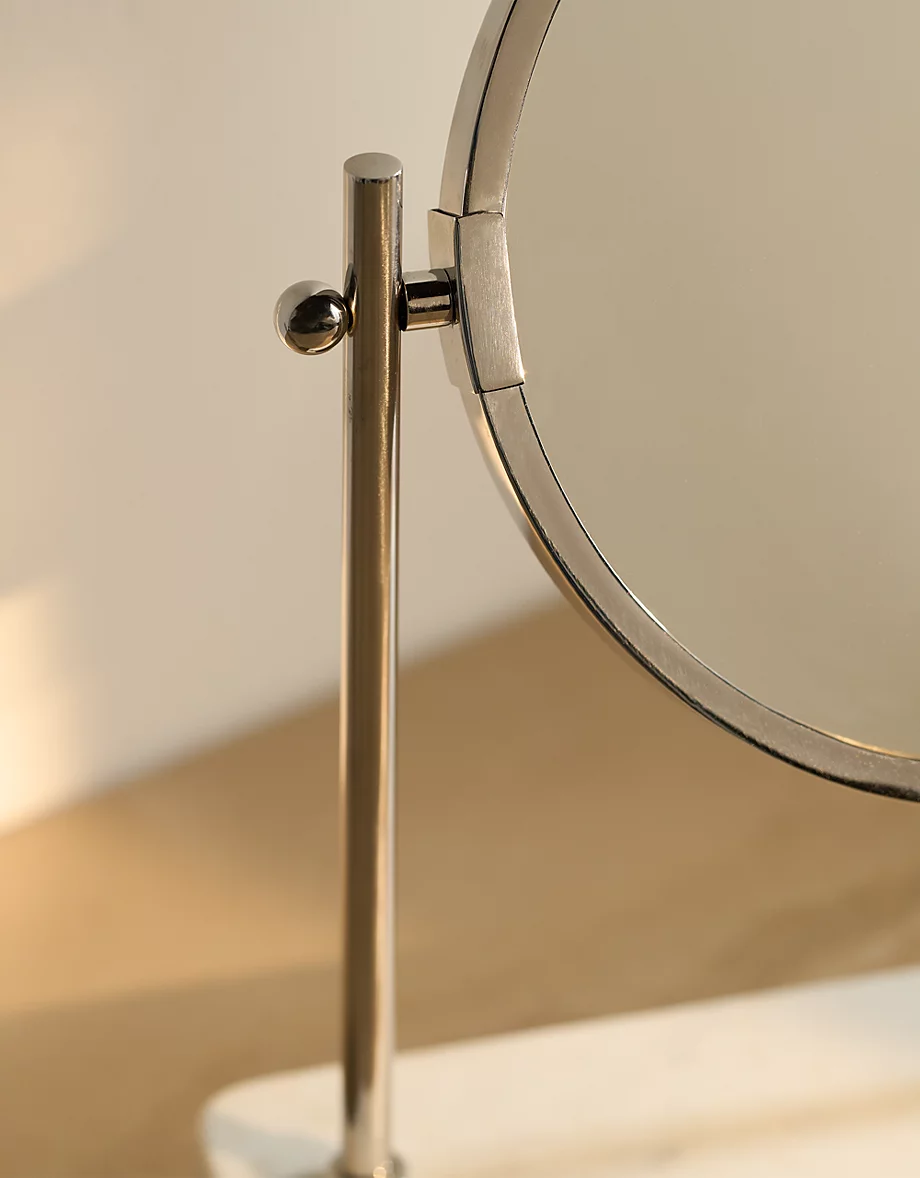 Marble & Silver Double-Sided Vanity Mirror