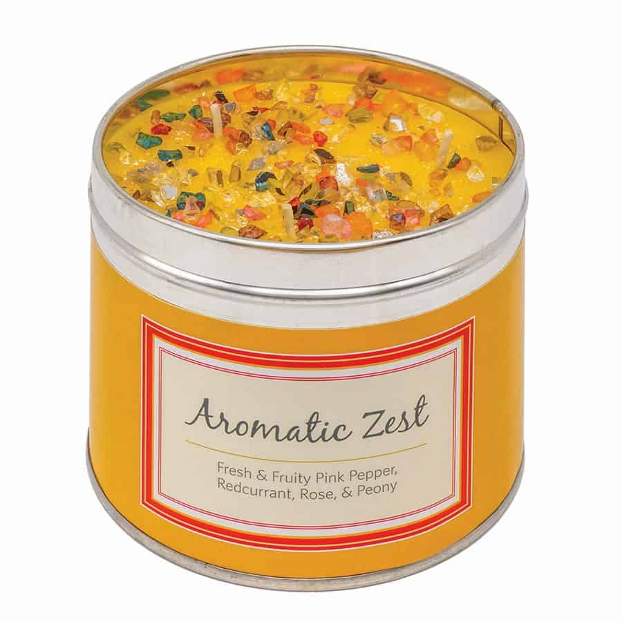 Aromatic Zest Luxury Large Tin Candle — Pink Pepper, Redcurrant, Rose & Peony