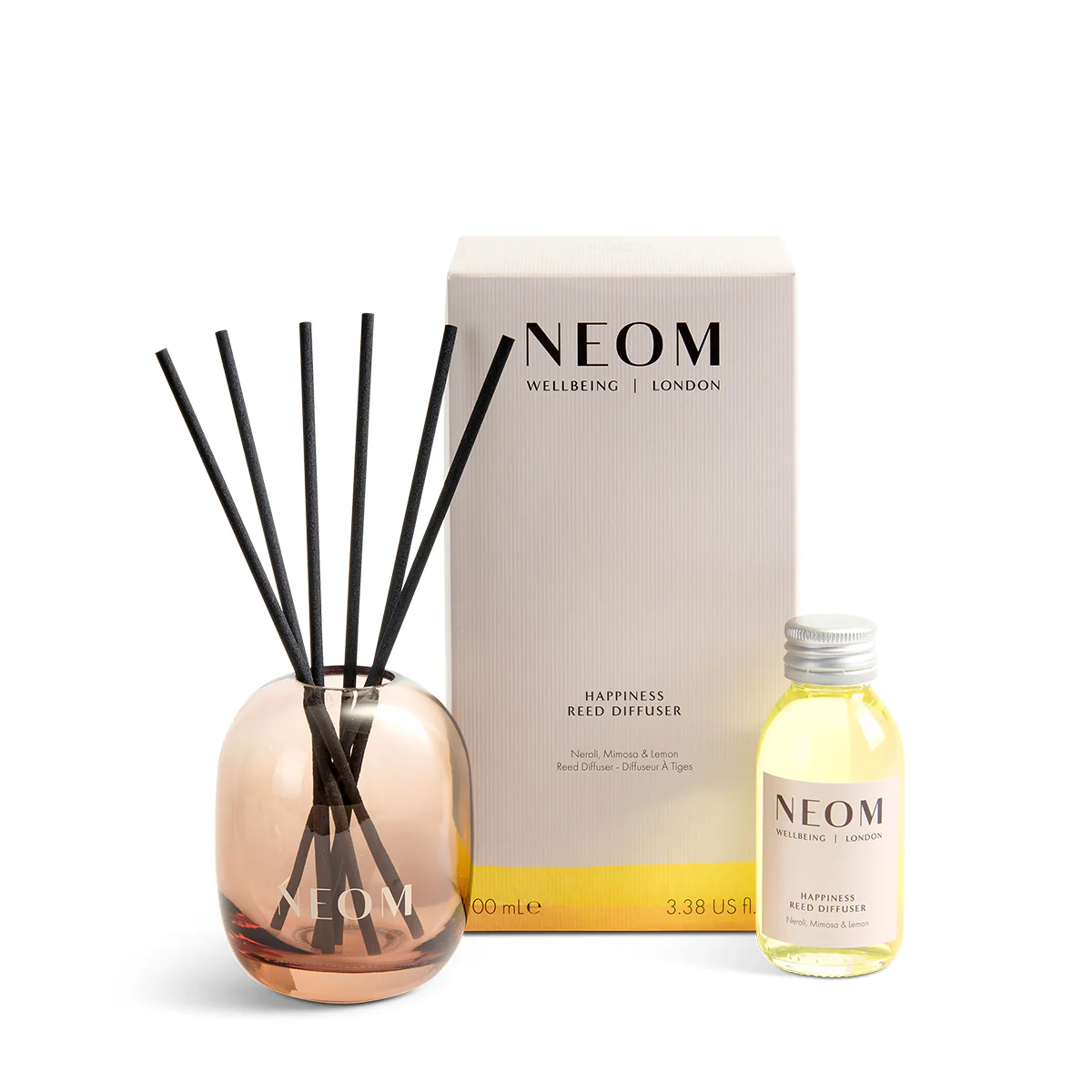 NEOM Happiness Reed Diffuser – Neroli, Mimosa & Lemon | 100ml