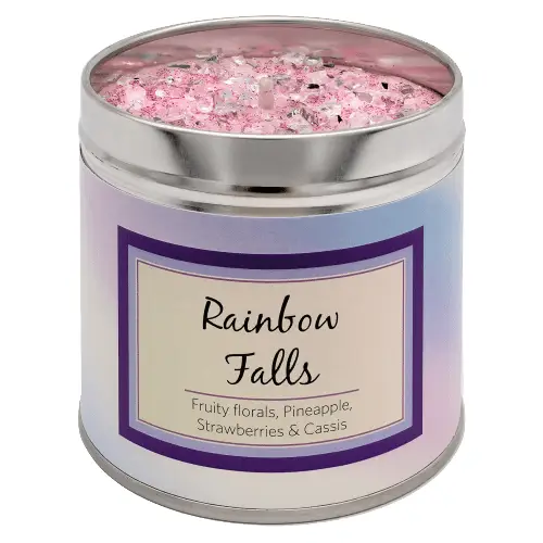 Rainbow Falls Luxury Tin Candle — Tropical Fruits, Pineapple & Cassis