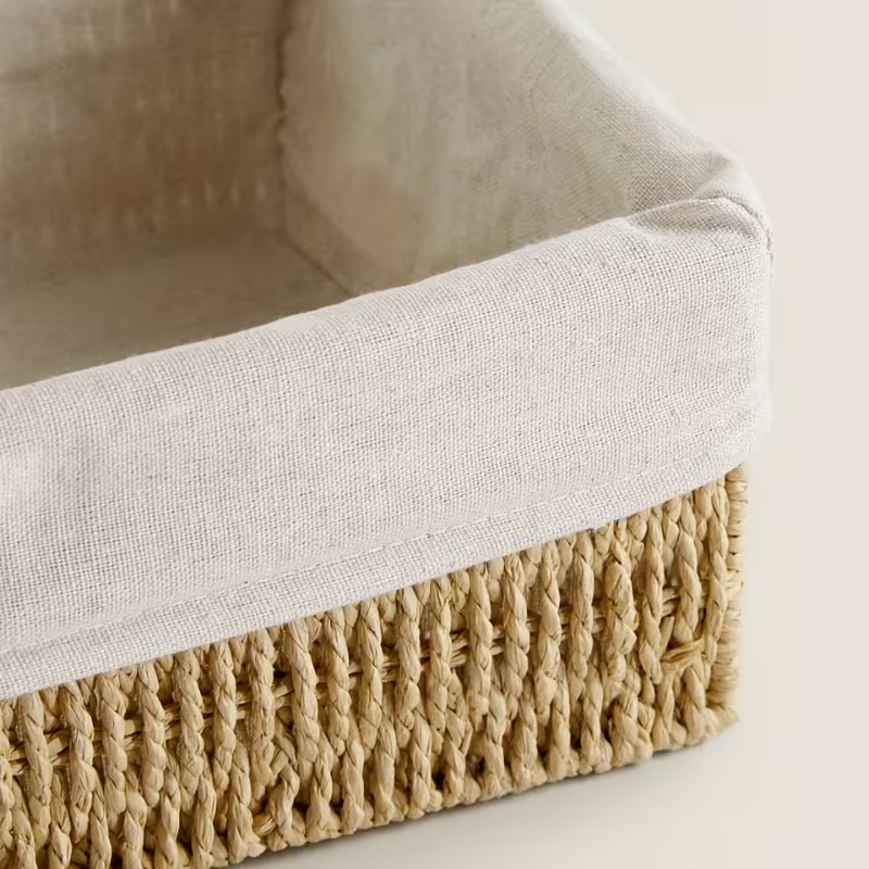 Woven Paper Rope Storage Basket Set of 3 – Natural & Linen Liner