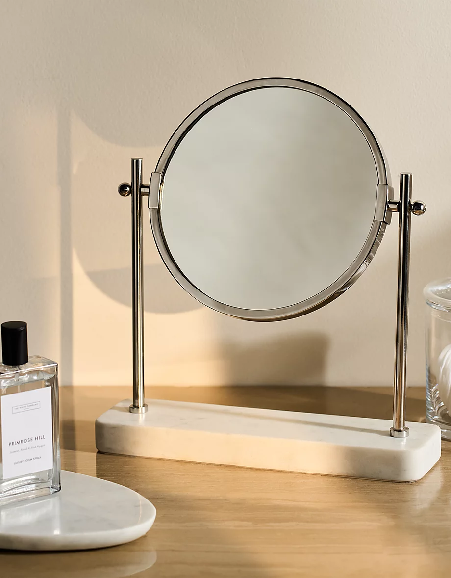 Marble & Silver Double-Sided Vanity Mirror