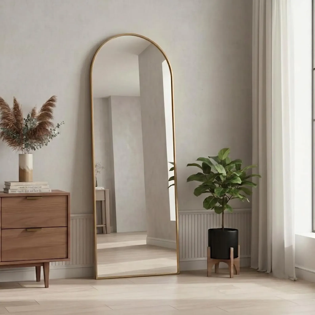 Arch Full Length Floor Mirror — 160×50cm with 10x Magnifying Mirror