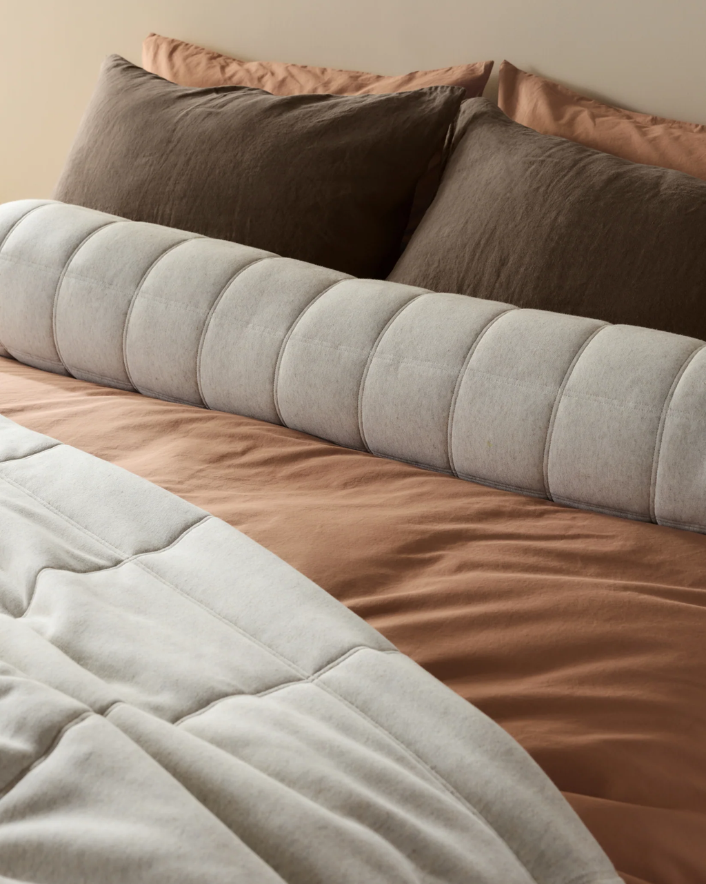Linen TENCEL Jersey Bolster Pillow Cover – Heathered Oatmeal