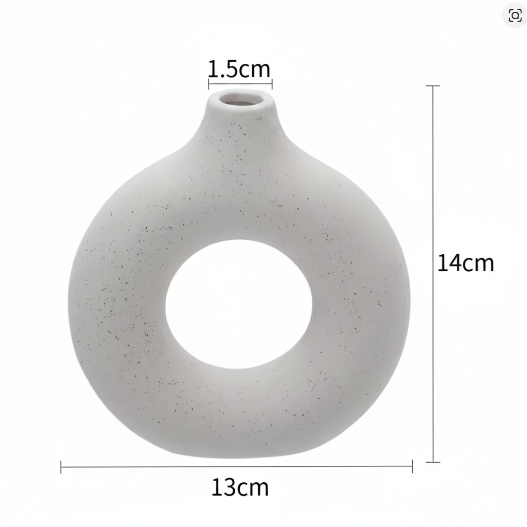 Ceramic ring vase dimensions 13cm x 14cm