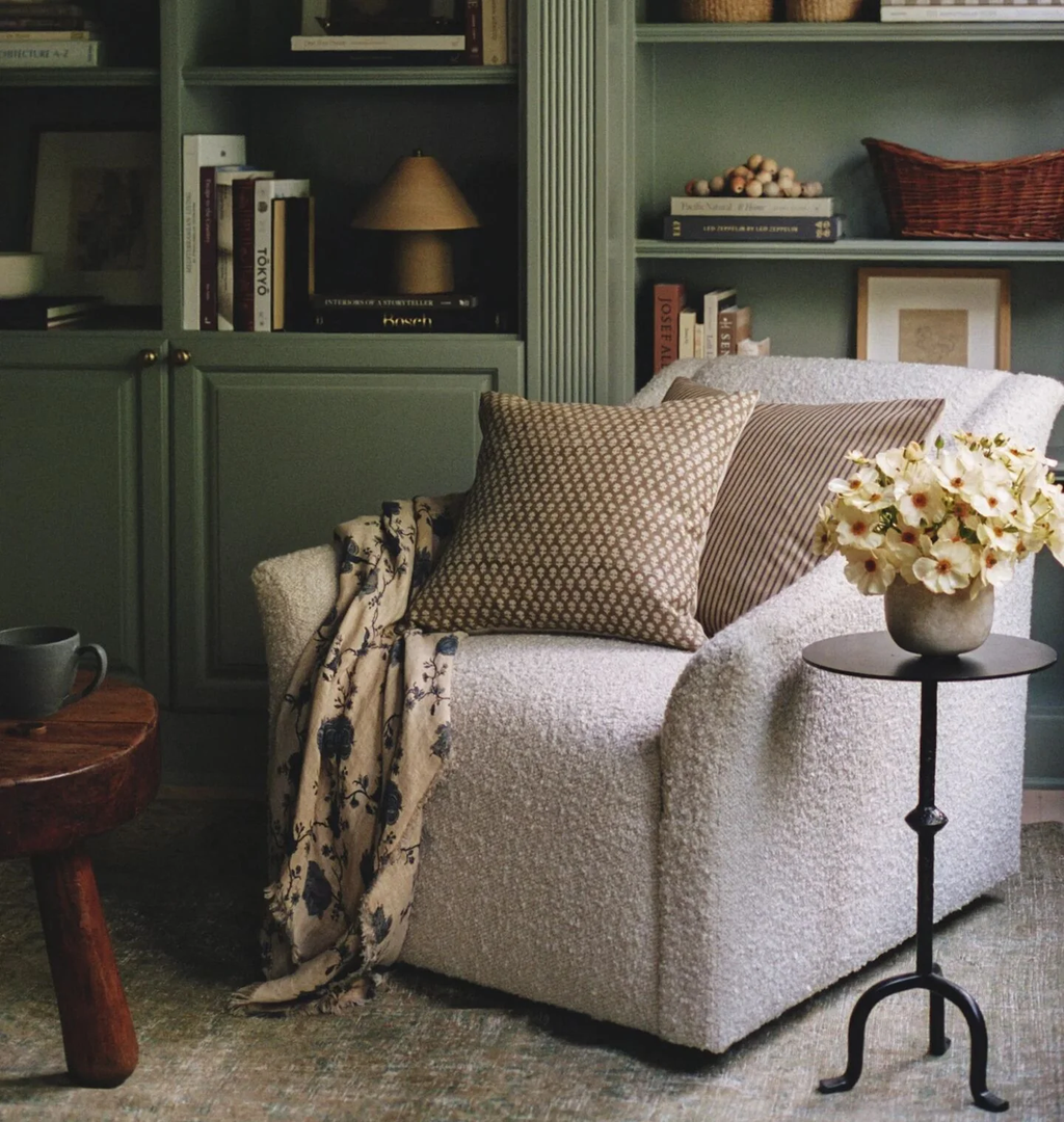 Bristol Linen Throw Blanket – Natural / Blue Floral