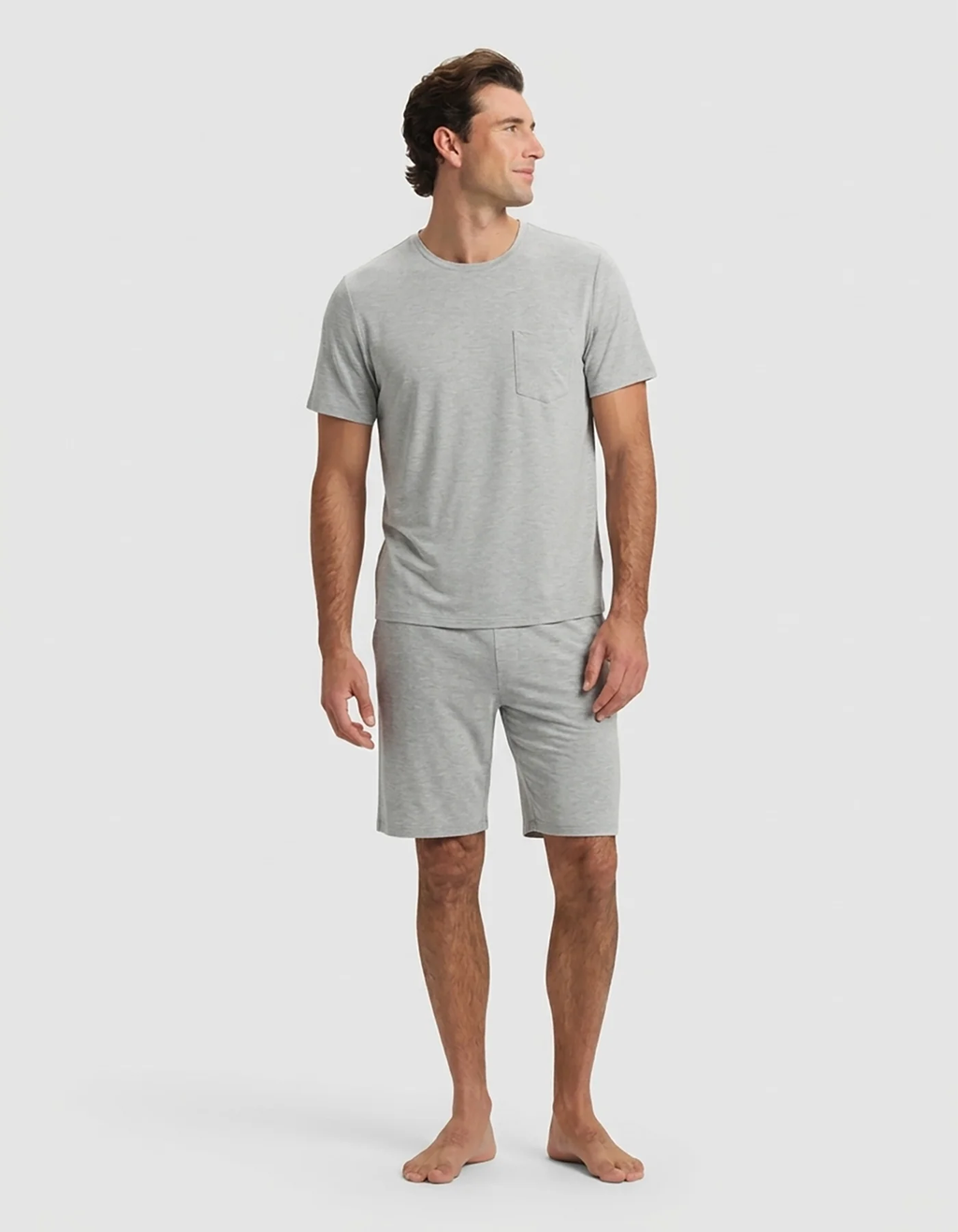 Men's Bamboo Stretch-Knit Short Sleeve Pajama Set – Heather Grey