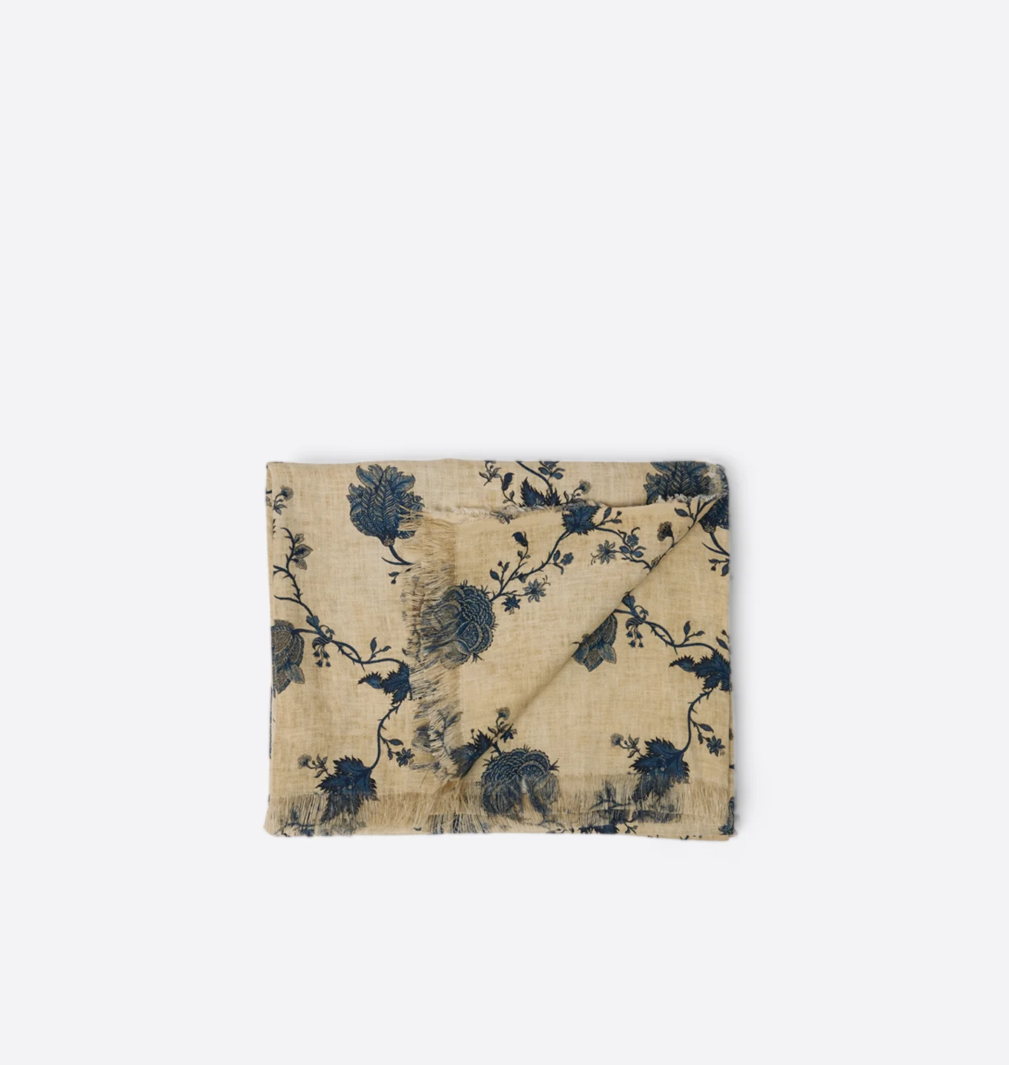 Bristol Linen Throw Blanket – Natural / Blue Floral