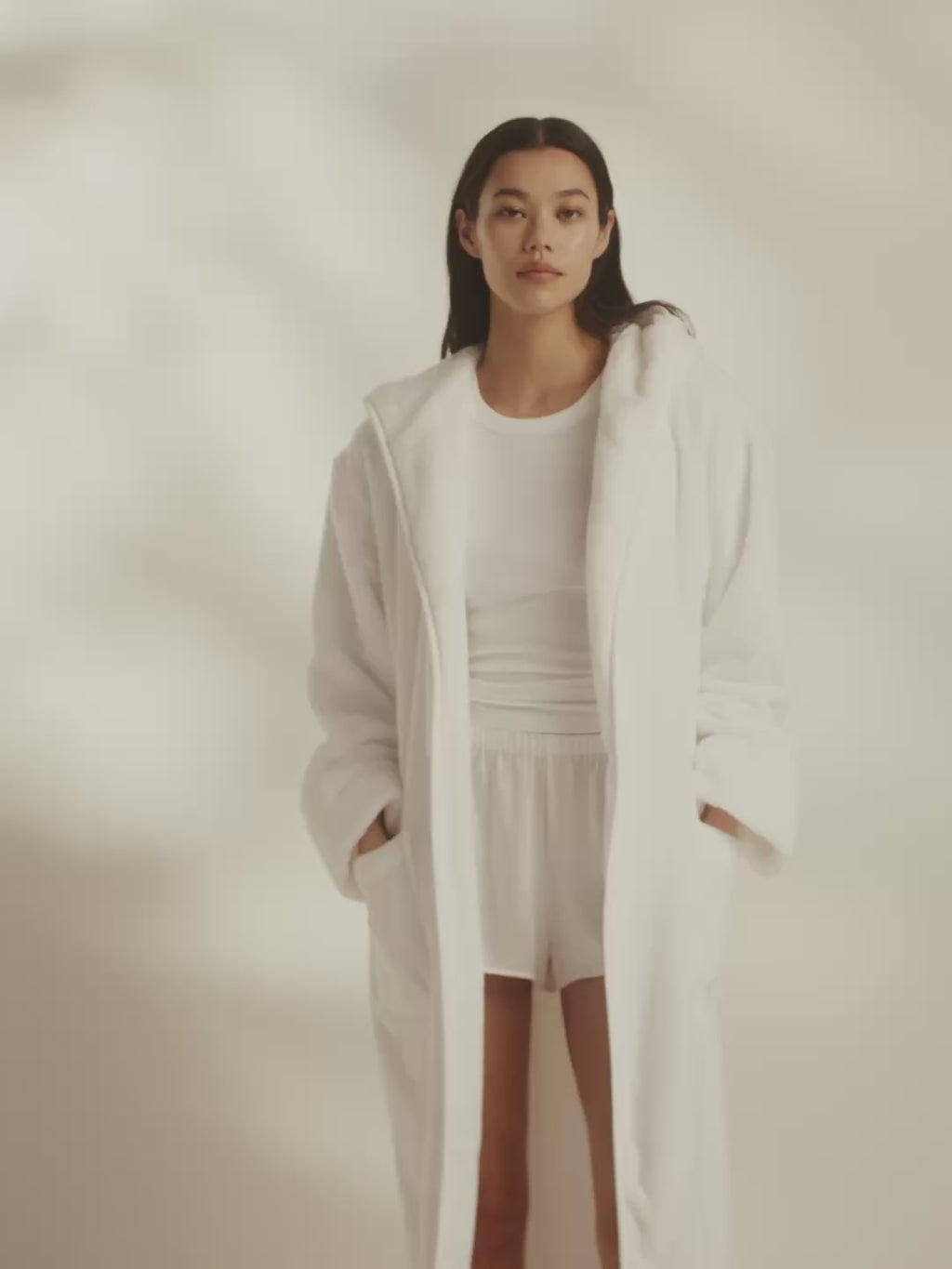 Unisex Organic Cotton Hooded Robe – White