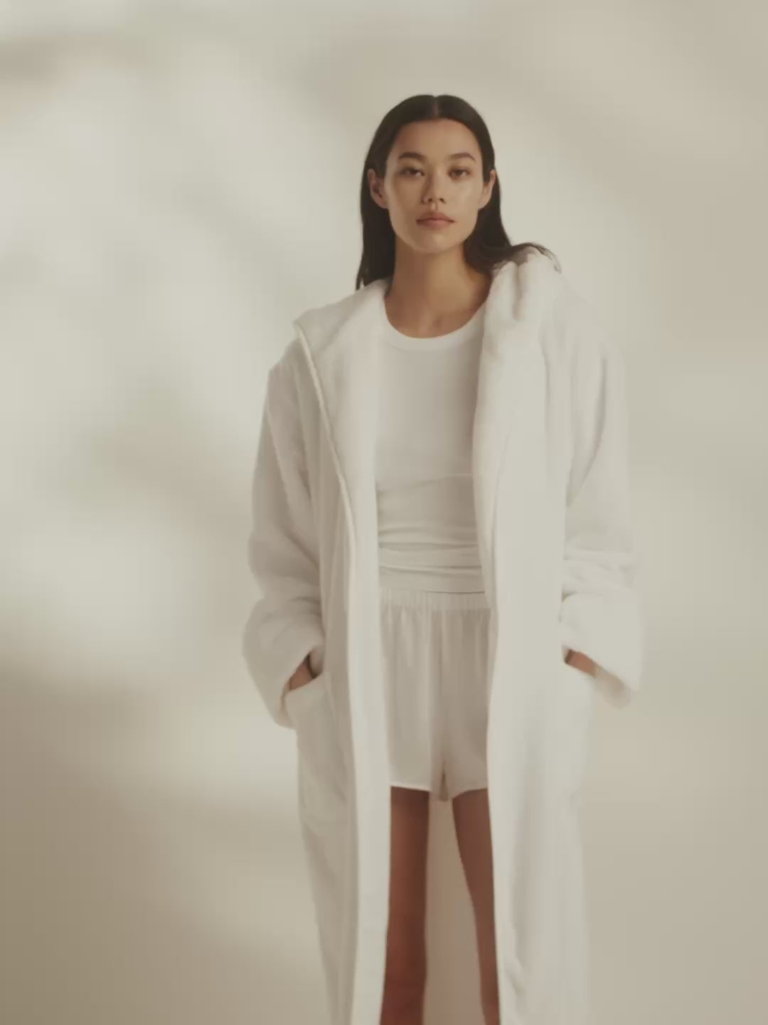 Unisex Organic Cotton Hooded Robe – White